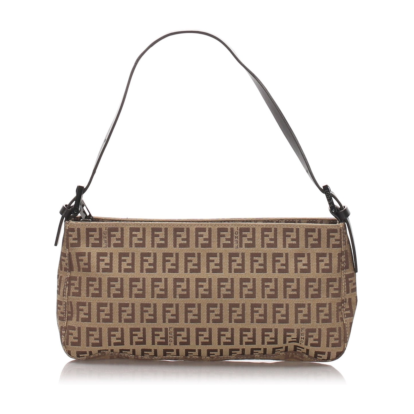 Fendi Brown Beige Canvas Fabric Zucchino Baguette Italy