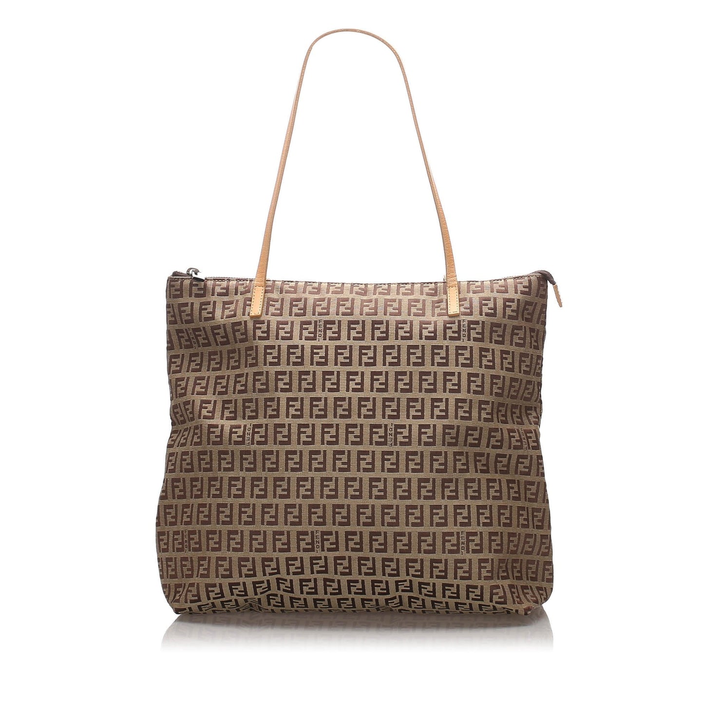Fendi Brown Beige Canvas Fabric Zucchino Tote Bag Italy