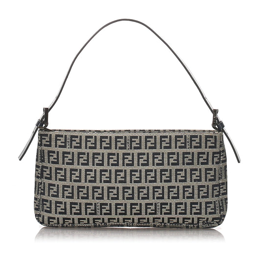 Fendi Blue Dark Canvas Fabric Zucchino Baguette Italy
