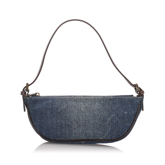 Fendi Blue Denim Fabric Baguette Italy