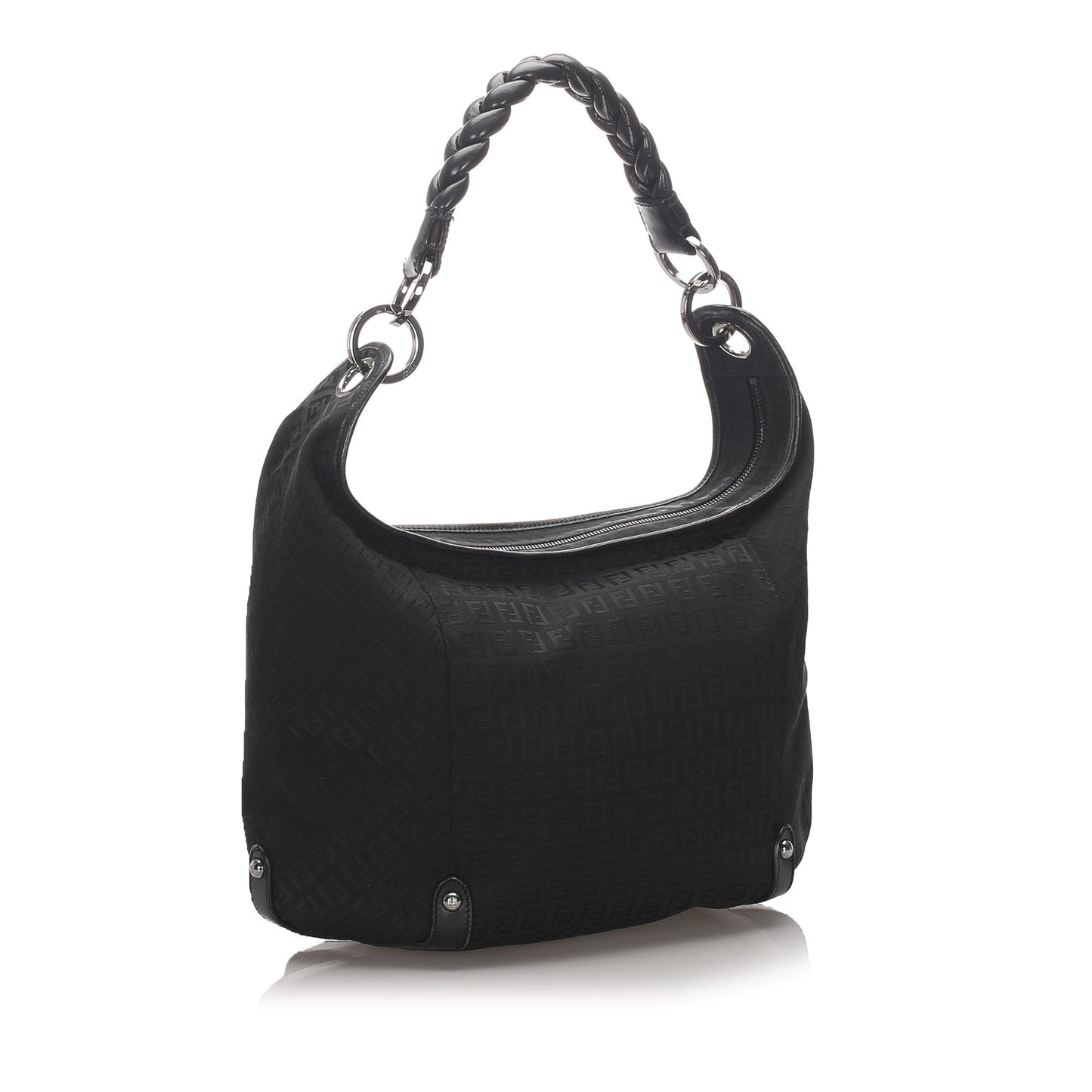 Fendi Black Canvas Fabric Zucchino Shoulder Bag Italy