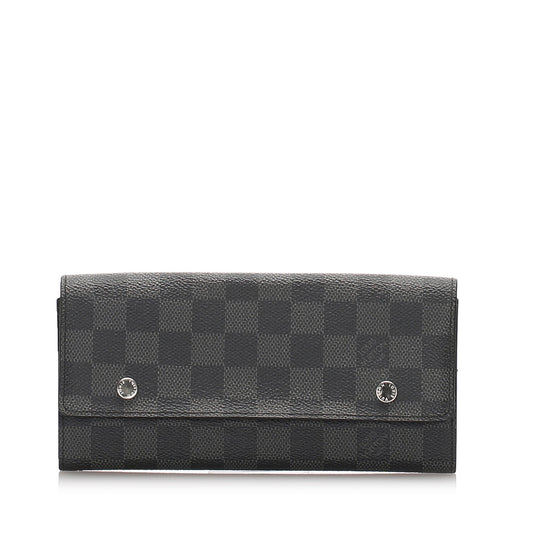 Louis-Vuitton Louis Vuitton Damier Graphite Portefeuille Long Modulable Wallet Black