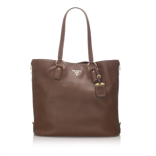 Prada Brown Calf Leather Vitello Daino Tote Bag Italy