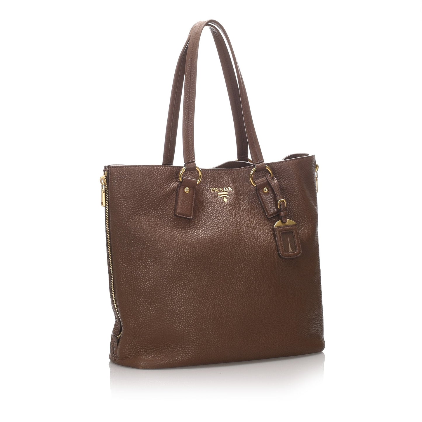 Prada Brown Calf Leather Vitello Daino Tote Bag Italy