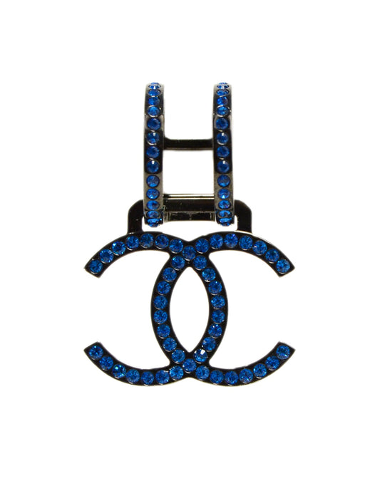Chanel Blue Strass Crystal Single Clip On Earring