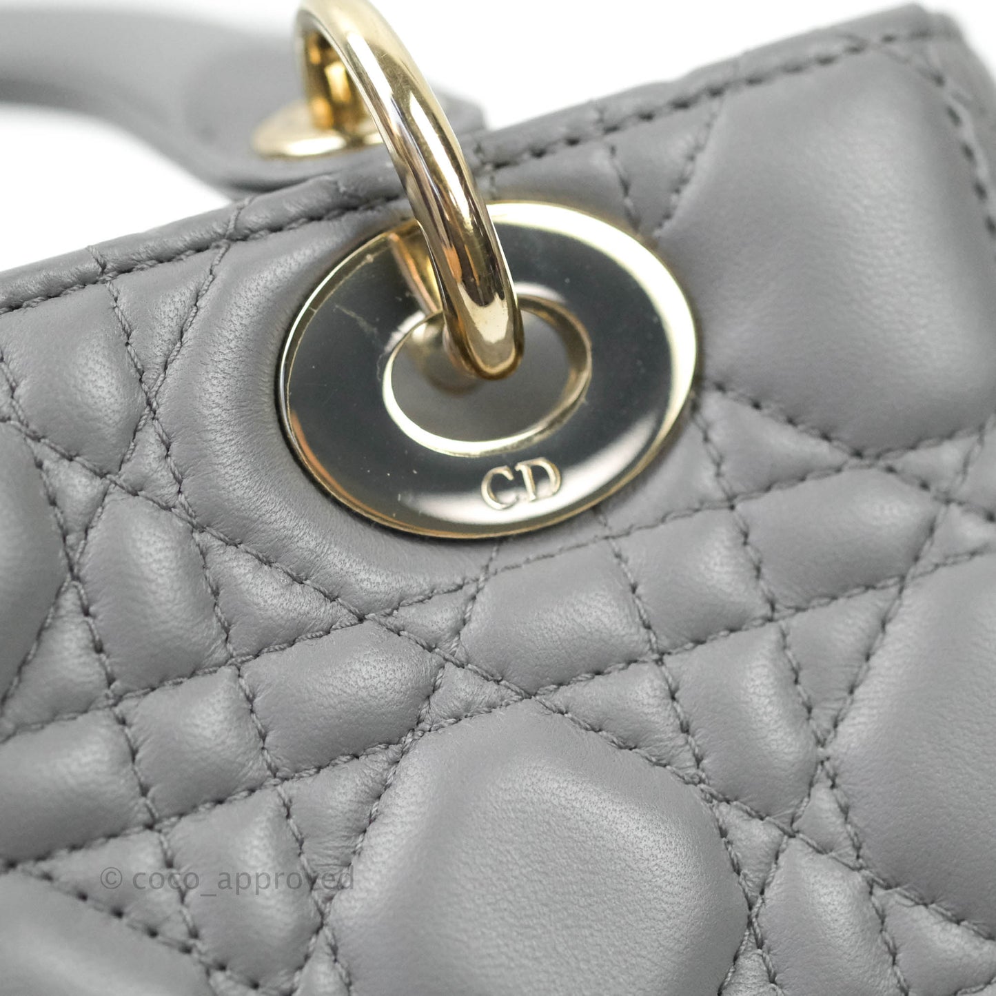 Christian Dior Lambskin My ABCDior Lady Dior Grey Gold Hardware