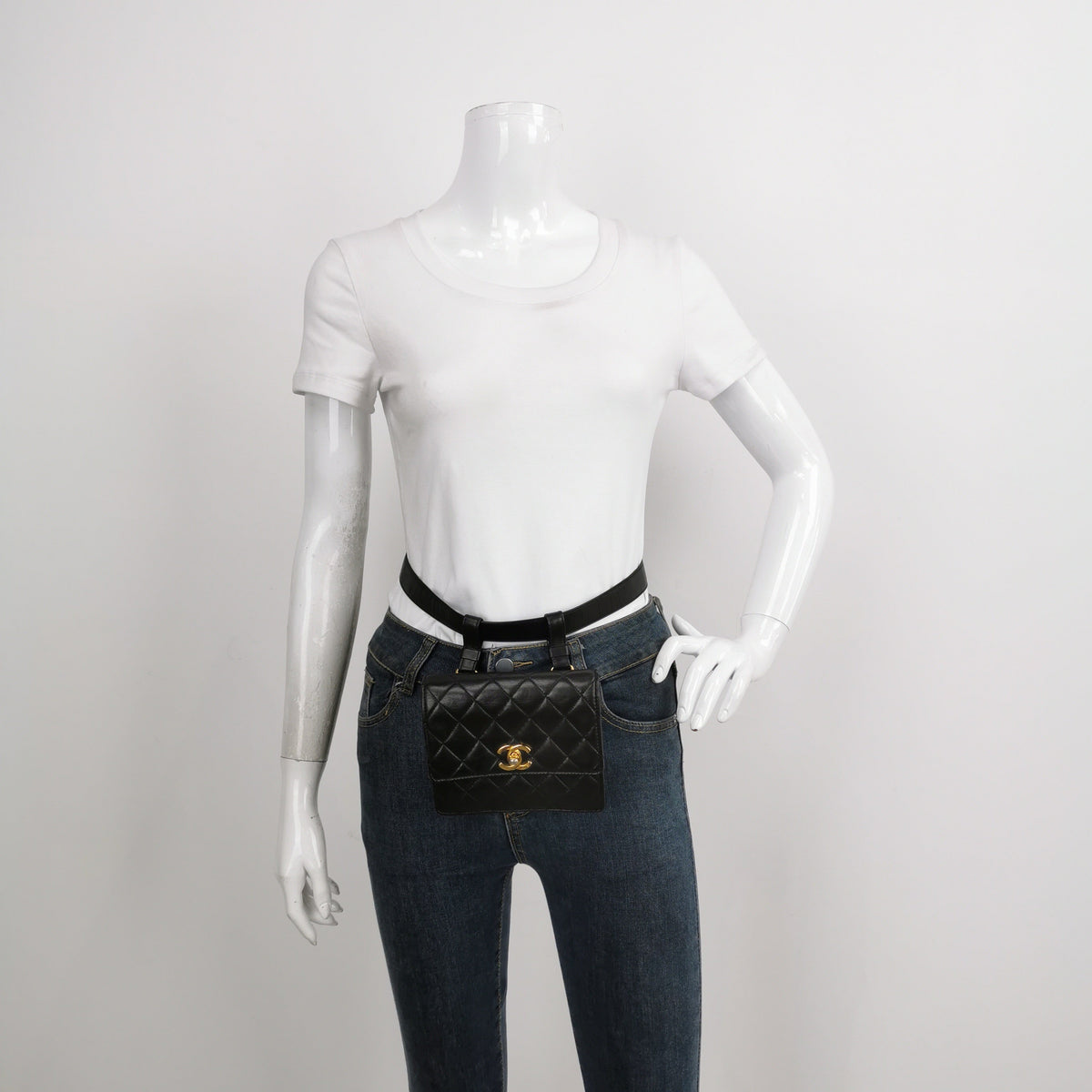 Chanel Vintage Belt Bag Mini Black Lambskin Leather Gold-tone Hardware
