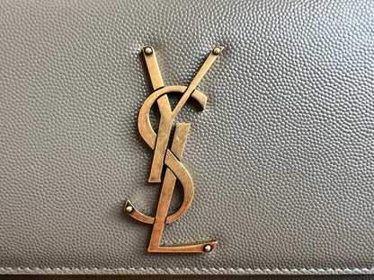 Yves Saint Laurent (YSL) Grey Small Kate with Gold Hardware