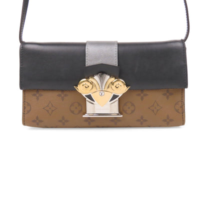 Louis-Vuitton Monogram Reverse Pochette Column Brown and Black SHW