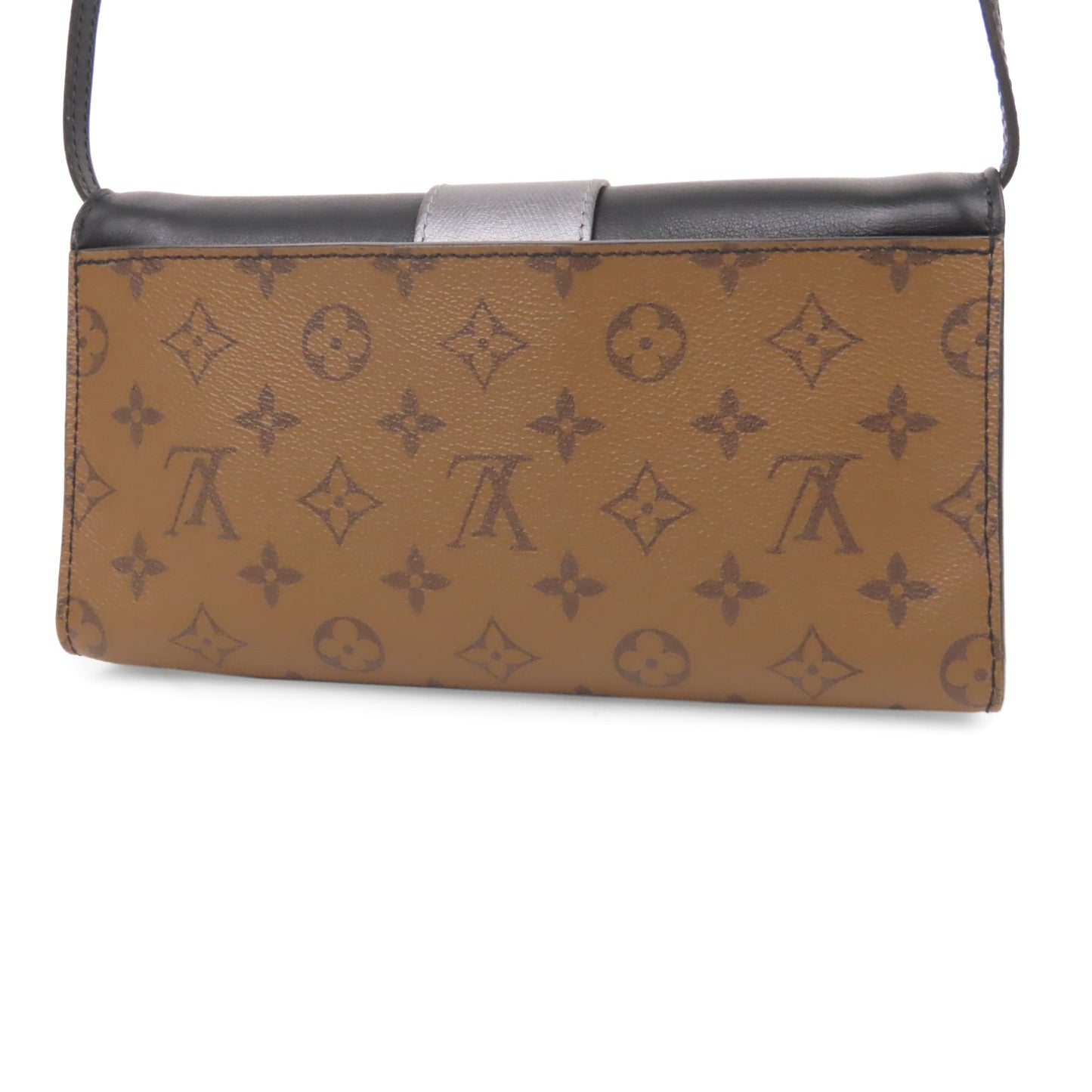 Louis-Vuitton Monogram Reverse Pochette Column Brown and Black SHW