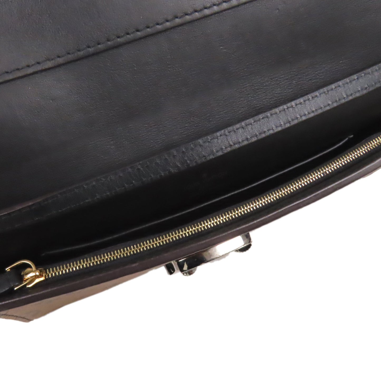 Louis-Vuitton Monogram Reverse Pochette Column Brown and Black SHW