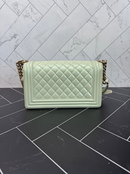 Chanel Mint Patent Leather Medium Boy Bag