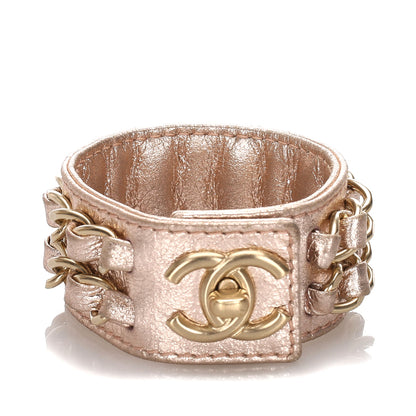 CC Pink Turnlock Lambskin Leather Cuff