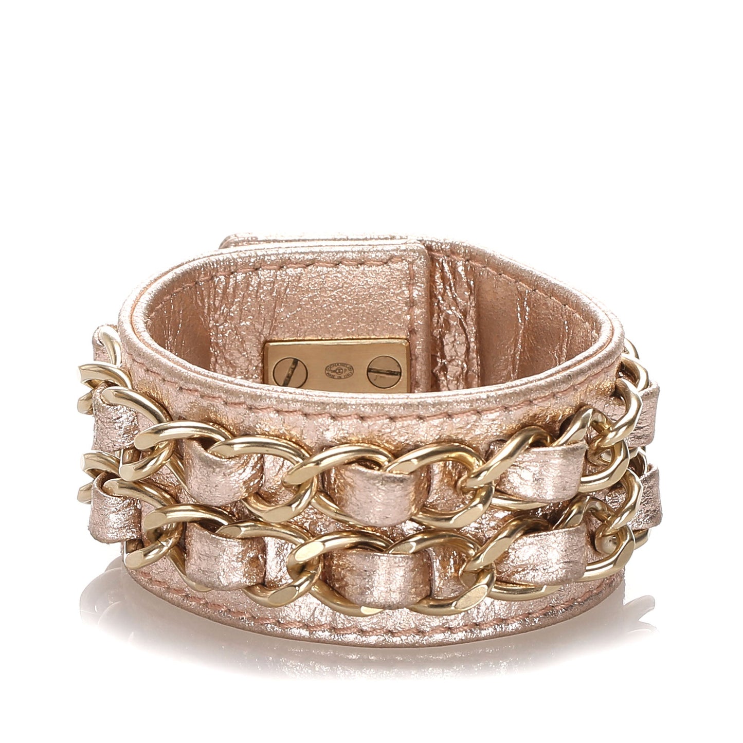 CC Pink Turnlock Lambskin Leather Cuff