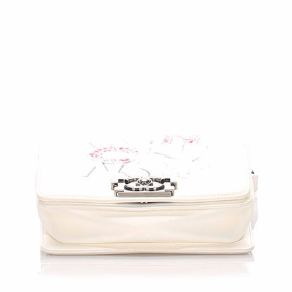 Chanel No 5 Graffiti Boy Flap Bag White