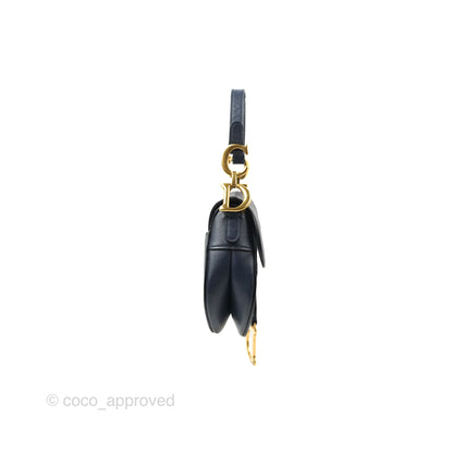 Christian Dior Mini Saddle Bag Navy Grained Calfskin Gold Hardware