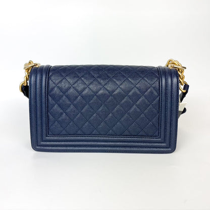 Navy Blue Old Medium Caviar Le Boy with GHW