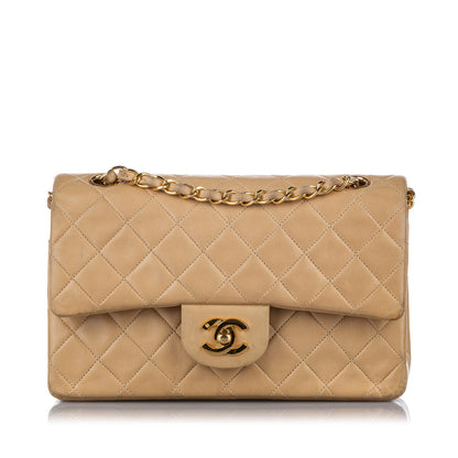 Classic Medium Double Flap in Beige with GHW