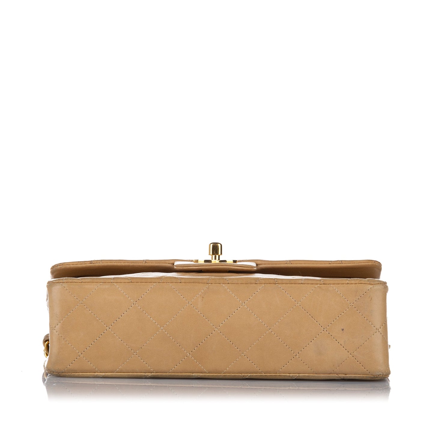 Classic Medium Double Flap in Beige with GHW