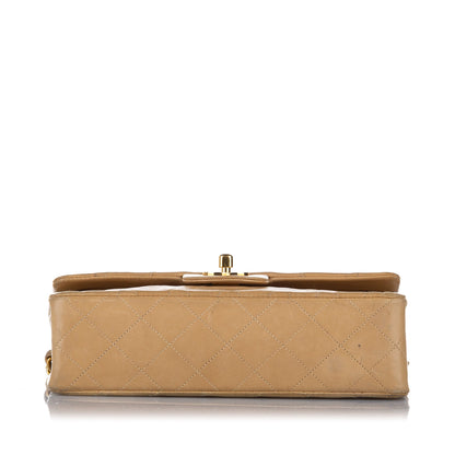 Classic Medium Double Flap in Beige with GHW