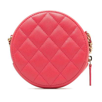 CHANEL 19 Round Caviar Clutch With Chain Crossbody Bag
