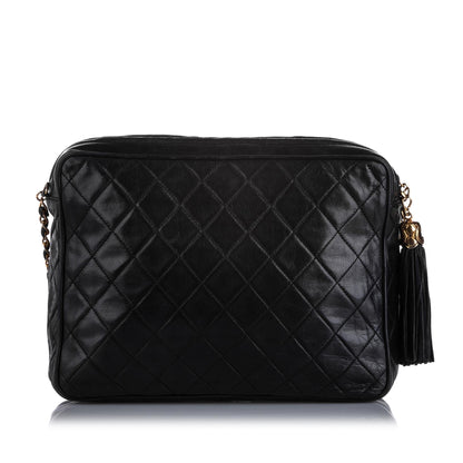 Chanel CC Classic Lambskin Leather Crossbody Bag Black
