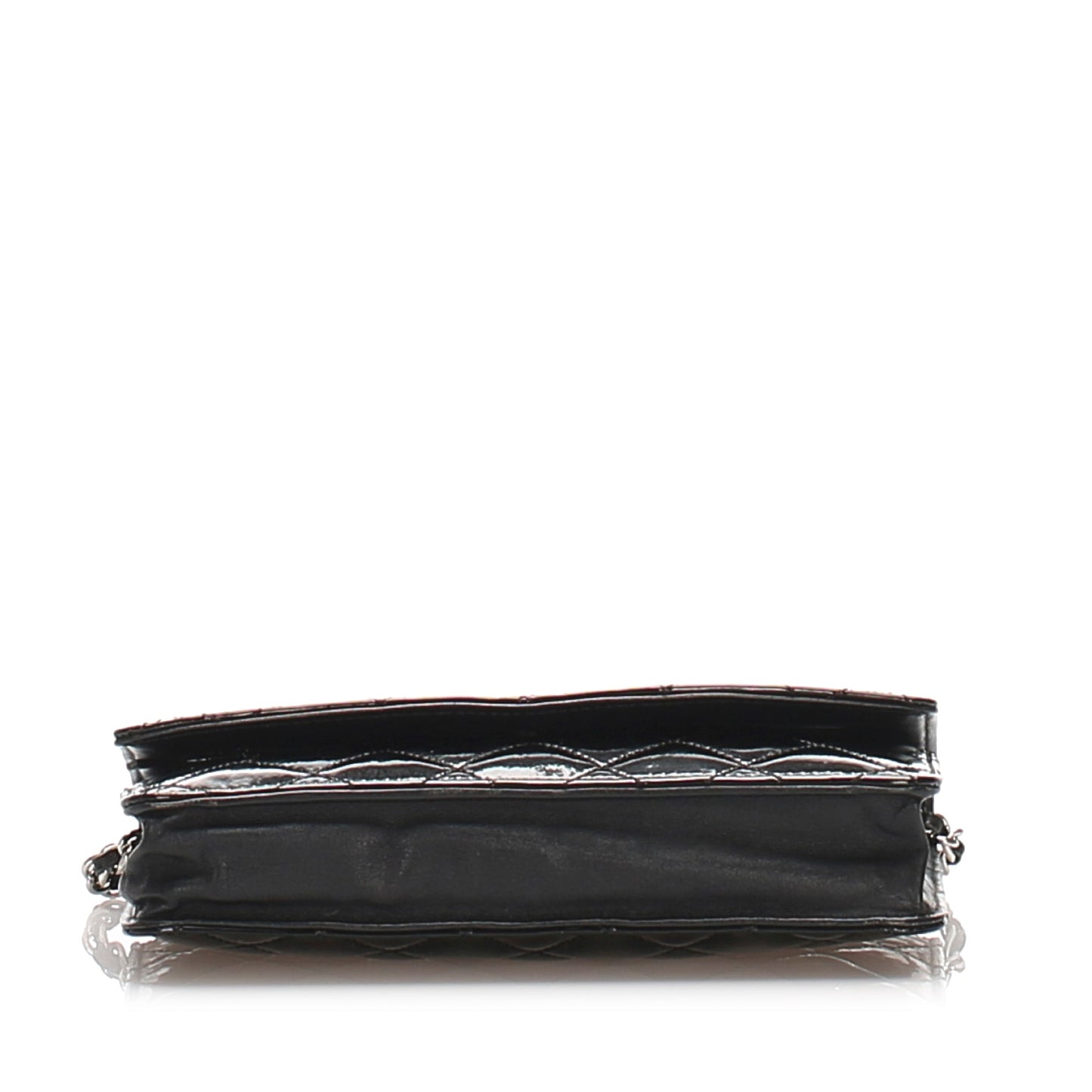 Black CC Timeless Patent Leather Wallet on Chain