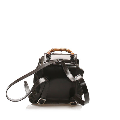 Gucci Gucci Bamboo Nylon Drawstring Backpack Brown