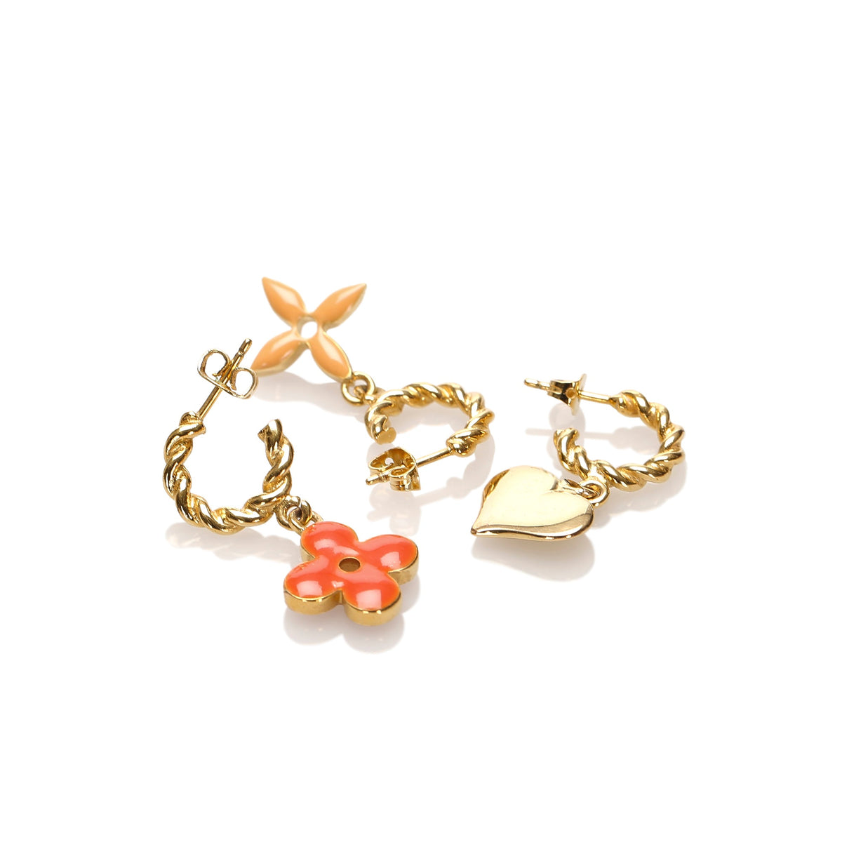 Louis-Vuitton Three Piece Set Sweet Monogram Earrings Gold