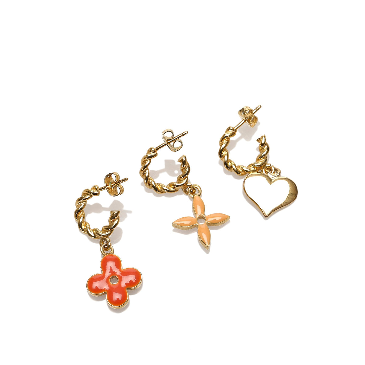 Louis-Vuitton Three Piece Set Sweet Monogram Earrings Gold