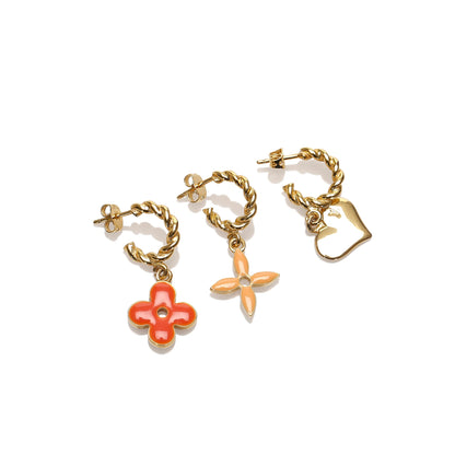 Louis-Vuitton Three Piece Set Sweet Monogram Earrings Gold