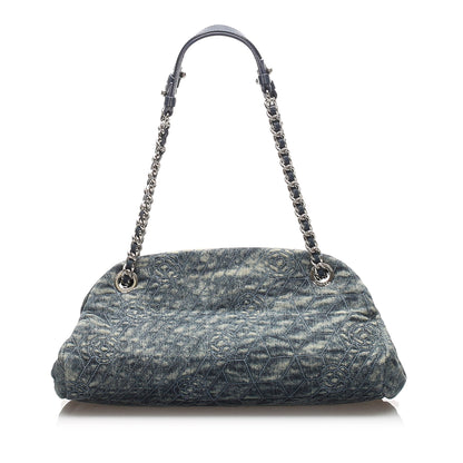 Chanel Camellia Mademoiselle Denim Shoulder Bag Blue