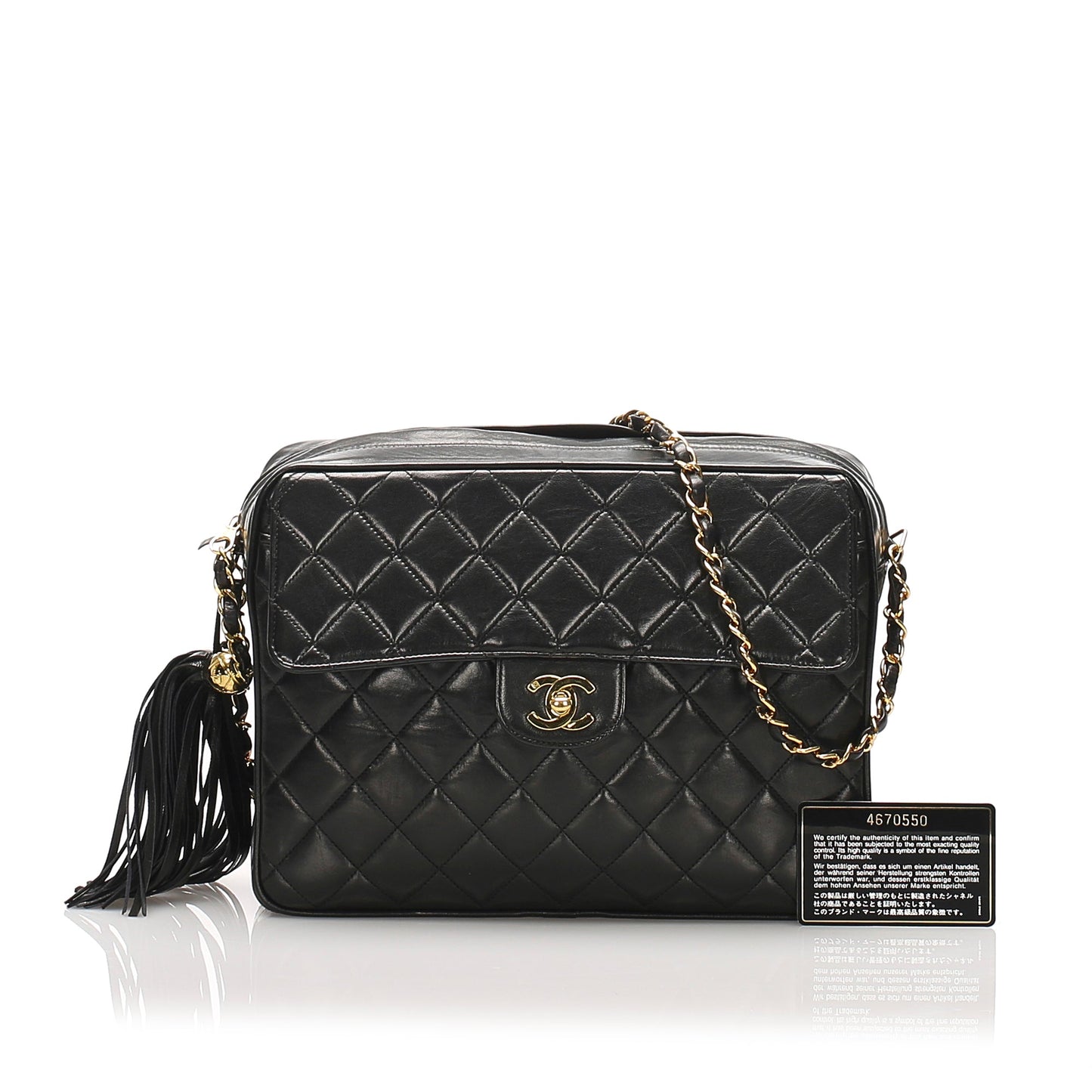 Black Classic Lambskin Leather Flap Camera Bag
