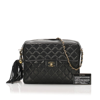 Black Classic Lambskin Leather Flap Camera Bag