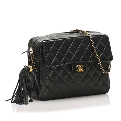 Black Classic Lambskin Leather Flap Camera Bag