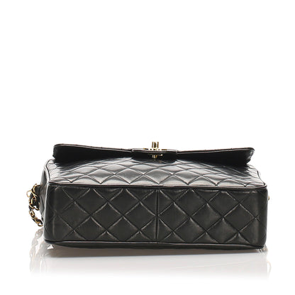 Black Classic Lambskin Leather Flap Camera Bag
