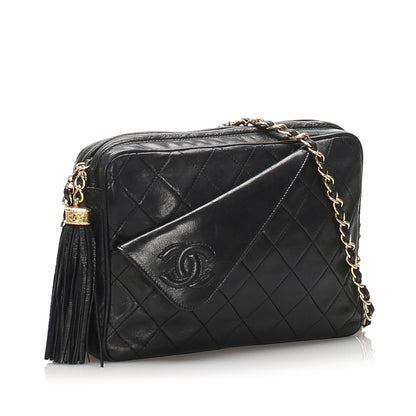 Chanel Matelasse Lambskin Chain Shoulder Bag Black