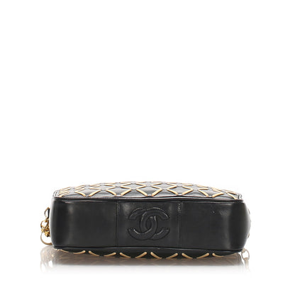 Matelasse Lambskin Leather Crossbody Bag Black