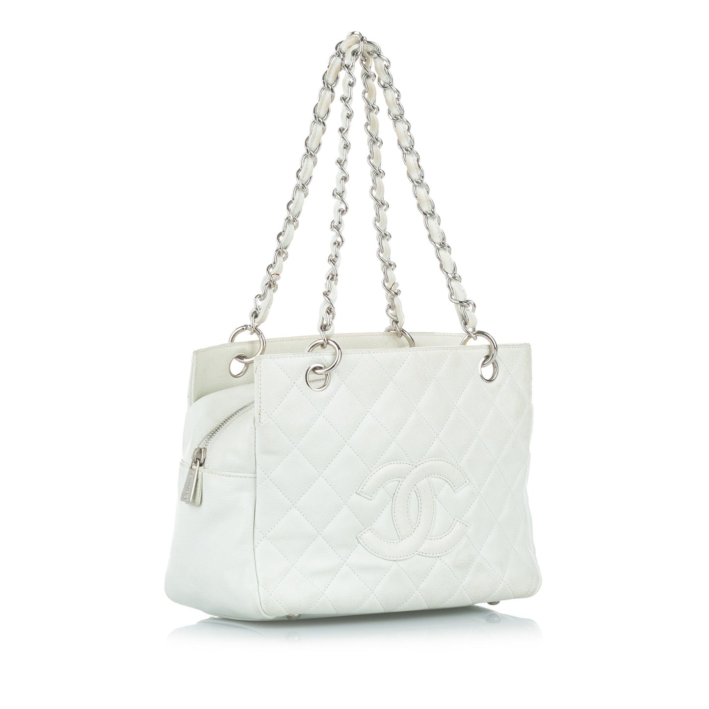 Caviar Petite Shopping Tote White