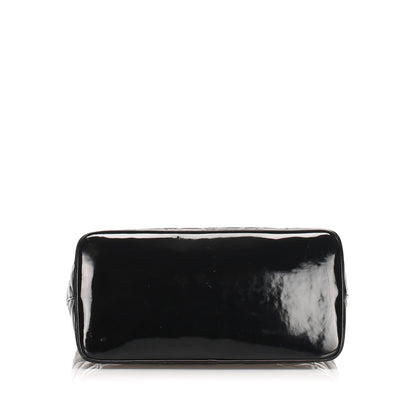 Black Medallion Patent Leather Tote Bag