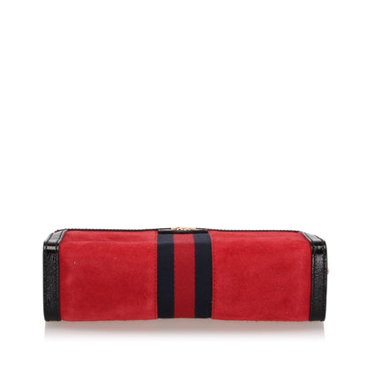 Gucci Small Ophidia Suede Crossbody Bag Red and Black GHW