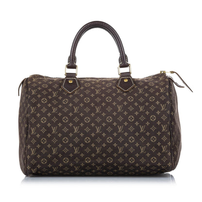 Louis-Vuitton Monogram Mini Lin Speedy 30 Brown