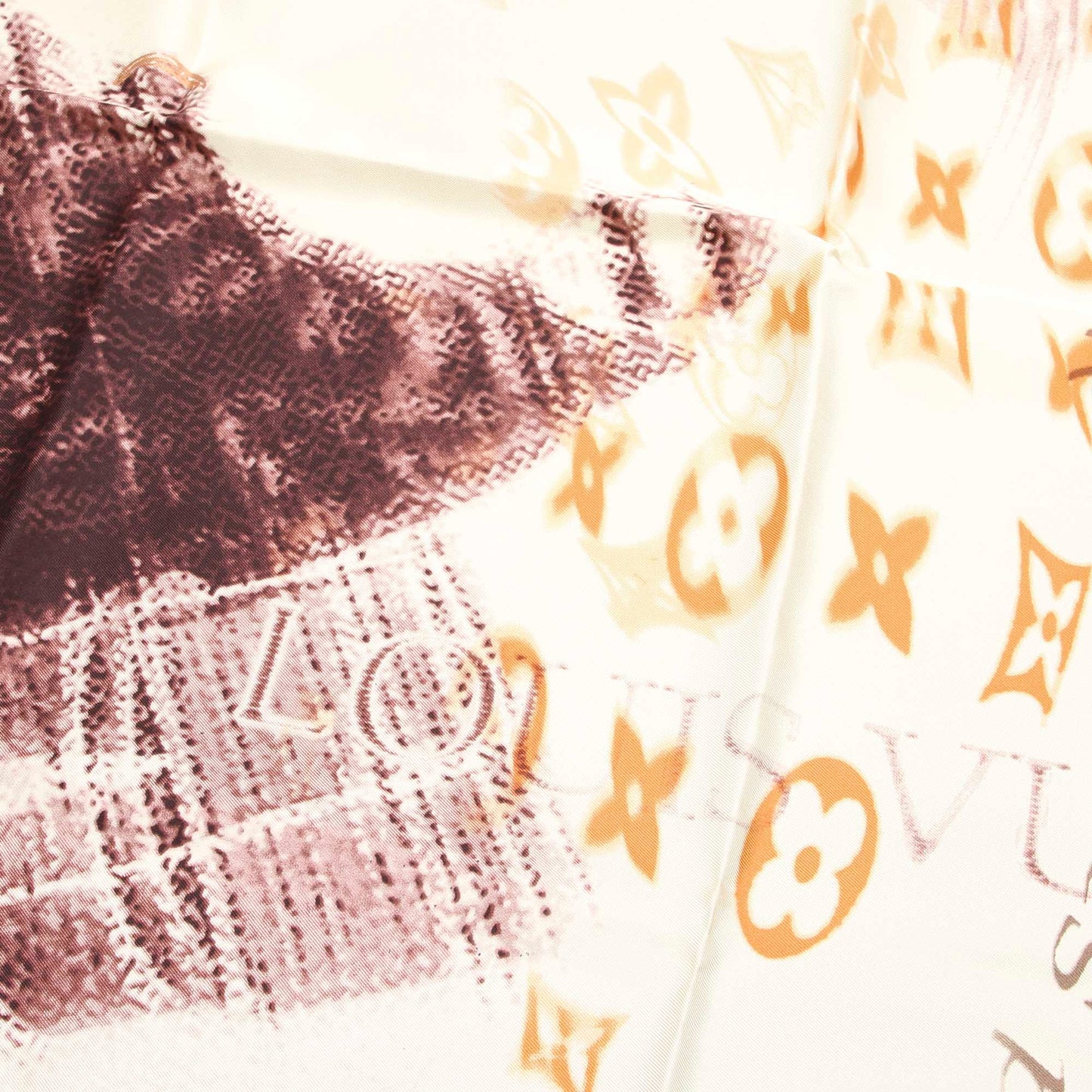 Louis-Vuitton White Printed Silk Scarf