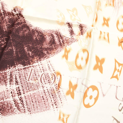 Louis-Vuitton White Printed Silk Scarf