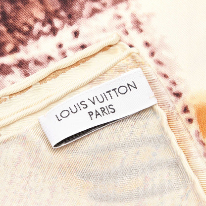 Louis-Vuitton White Printed Silk Scarf