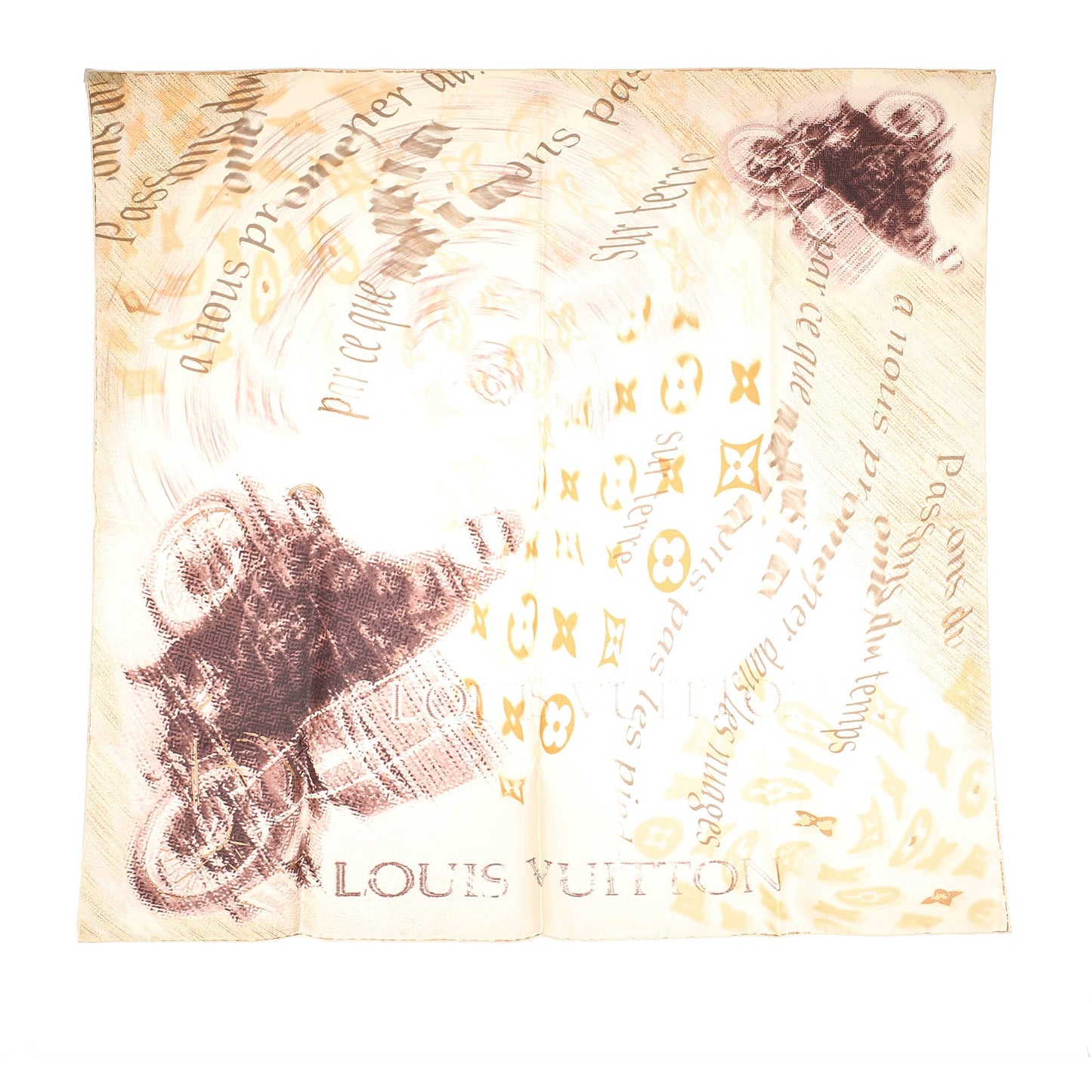 Louis-Vuitton White Printed Silk Scarf