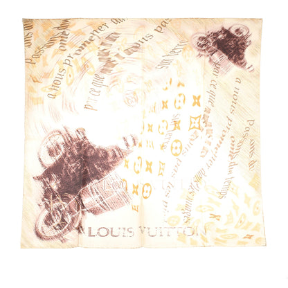 Louis-Vuitton White Printed Silk Scarf