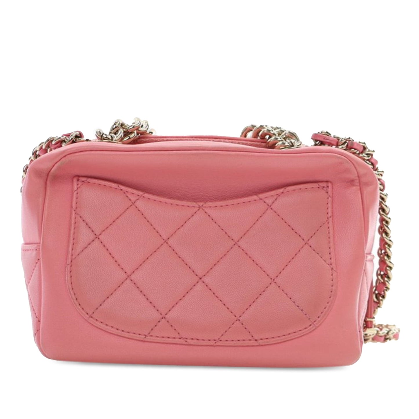 Pink Chanel Quilted Lambskin Studded Beauty Begins Camera Bag Satchel