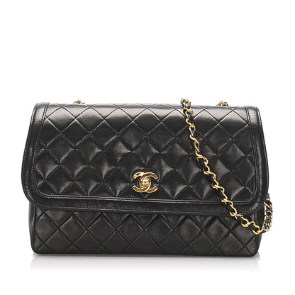 CC Lambskin Flap Bag Black