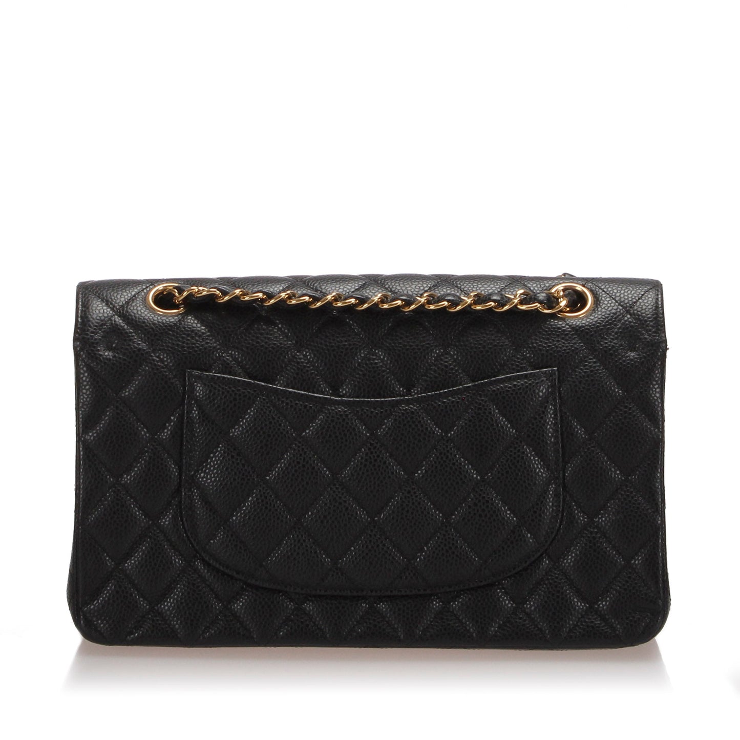 Medium Classic Caviar Leather Double Flap Bag Black GHW